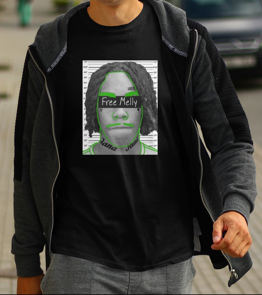 Free Melly Jana Jamell Green Outline Mugshot T-Shirt