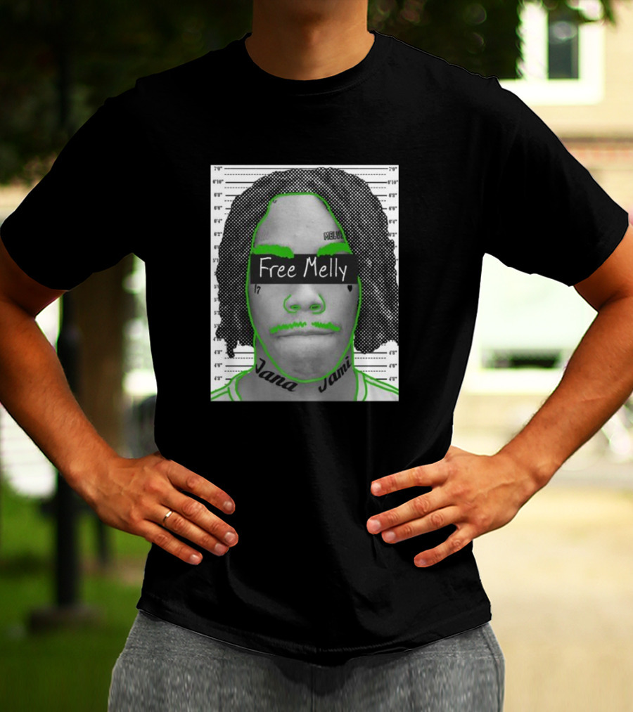 Free Melly Jana Jamell Green Outline Mugshot T-Shirt