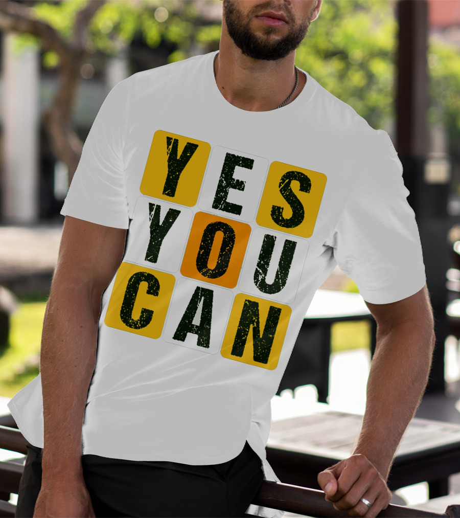 YES YOU CAN Motivation Yellow Orange Black T-Shirt