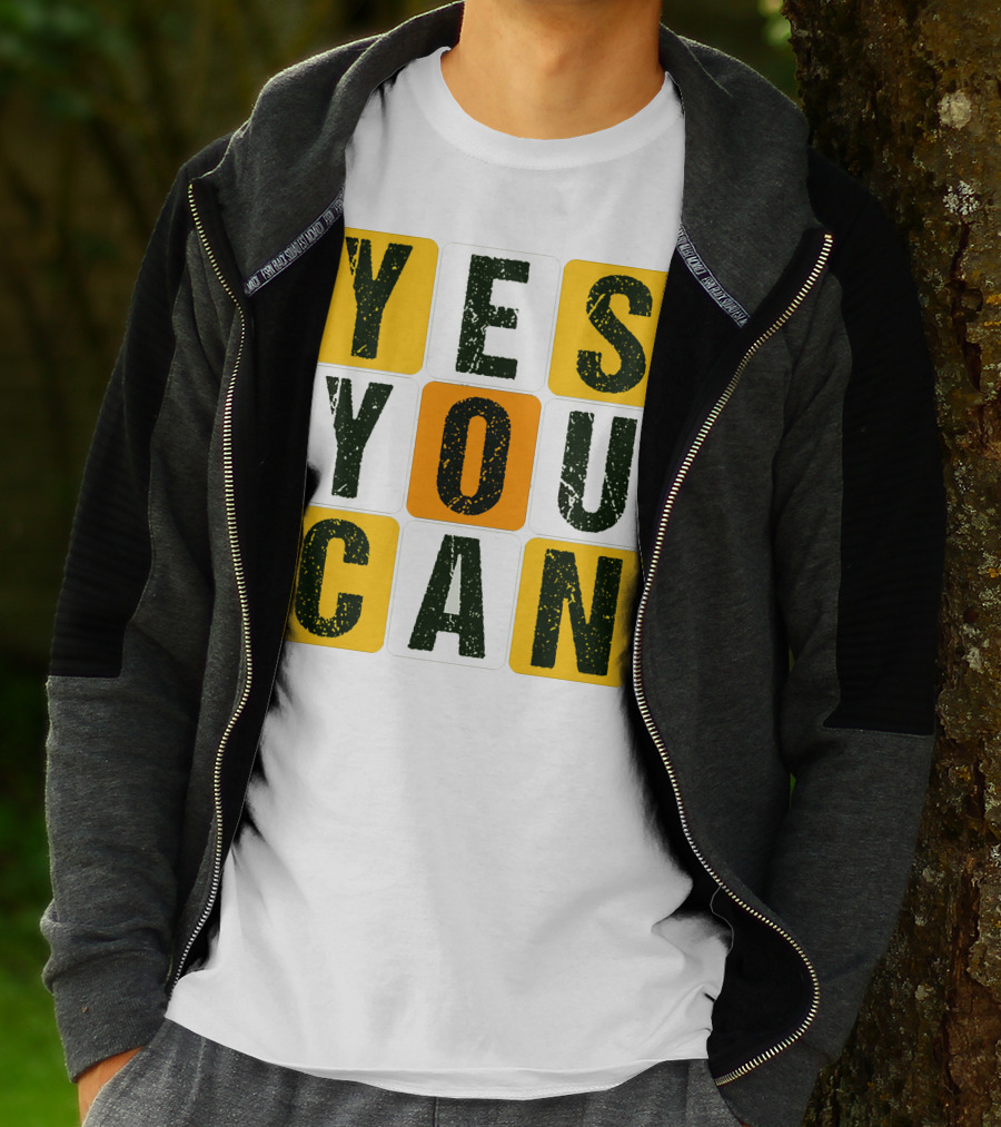YES YOU CAN Motivation Yellow Orange Black T-Shirt