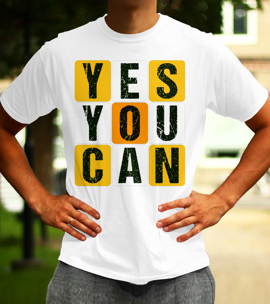 YES YOU CAN Motivation Yellow Orange Black T-Shirt