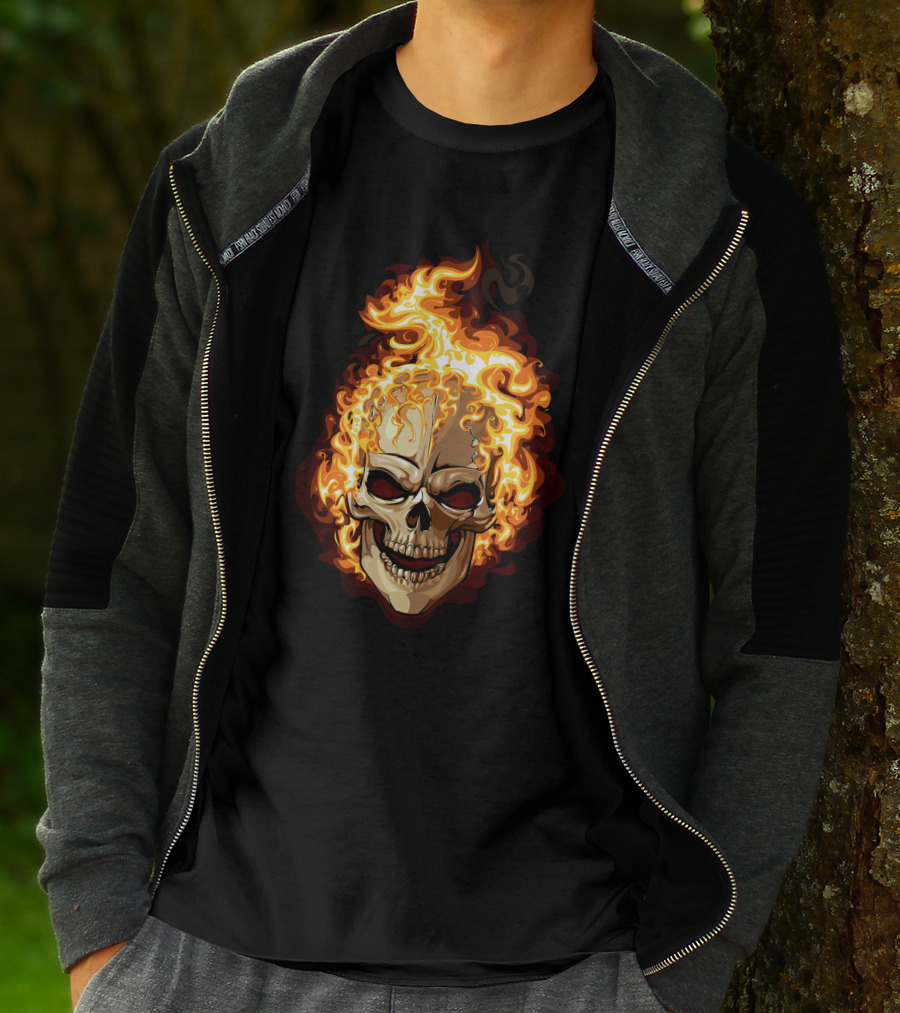 Ghost Rider Flaming Skull Iconic Visual Representation T-Shirt