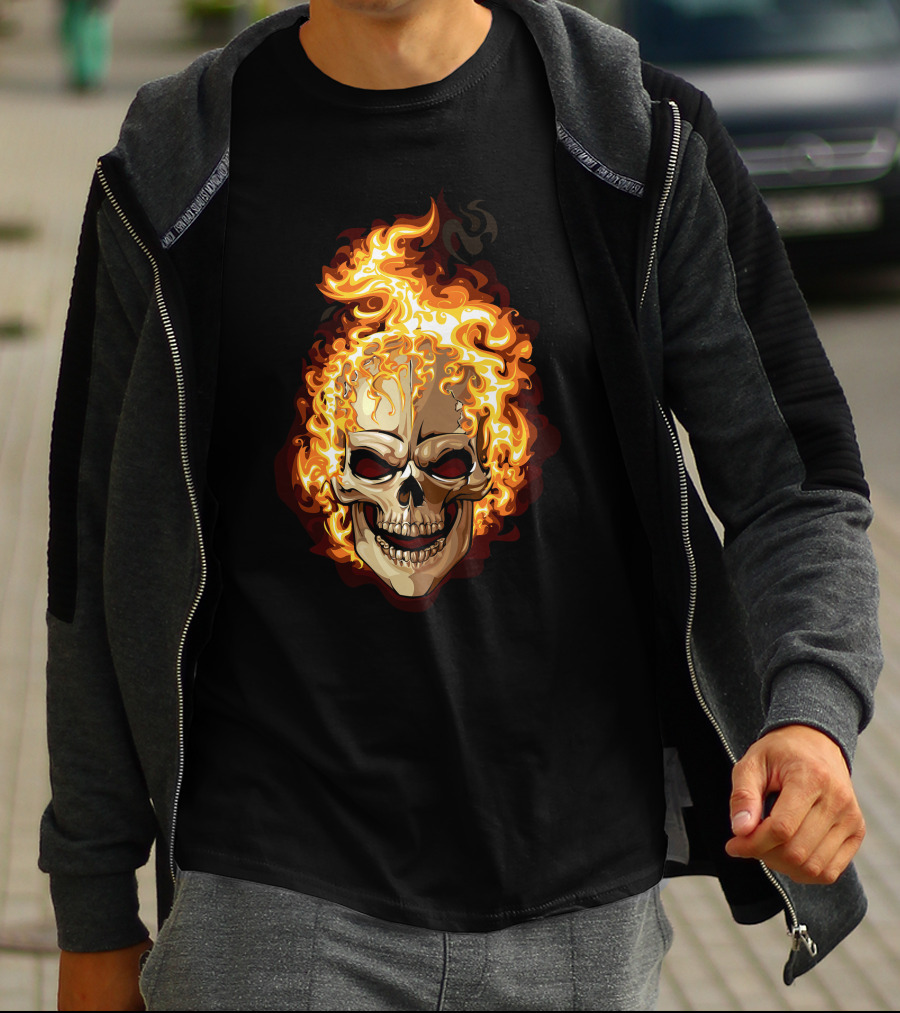 Ghost Rider Flaming Skull Iconic Visual Representation T-Shirt