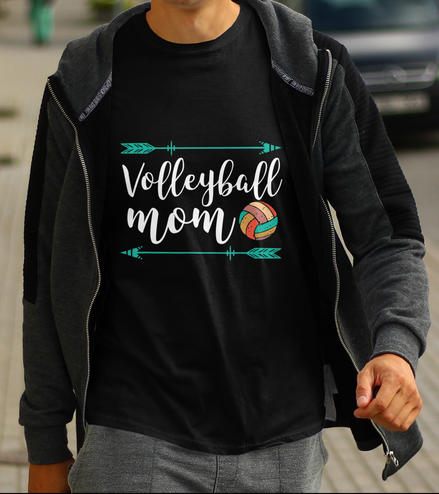 Volleyball Mom Cute Player Fan Shirt Fun Arrows T-Shirt