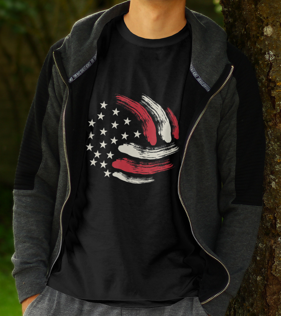 American Flag Patriotic Volleyball Team T-Shirt