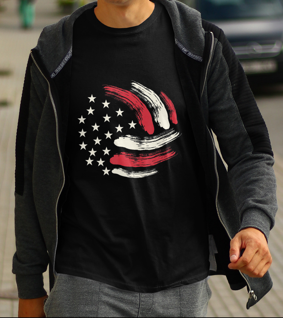 American Flag Patriotic Volleyball Team T-Shirt