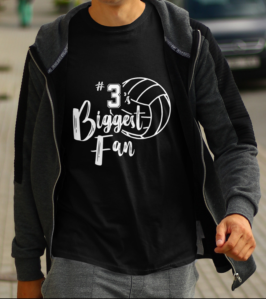 3's Biggest Fan Volleyball Mom Dad T-Shirt