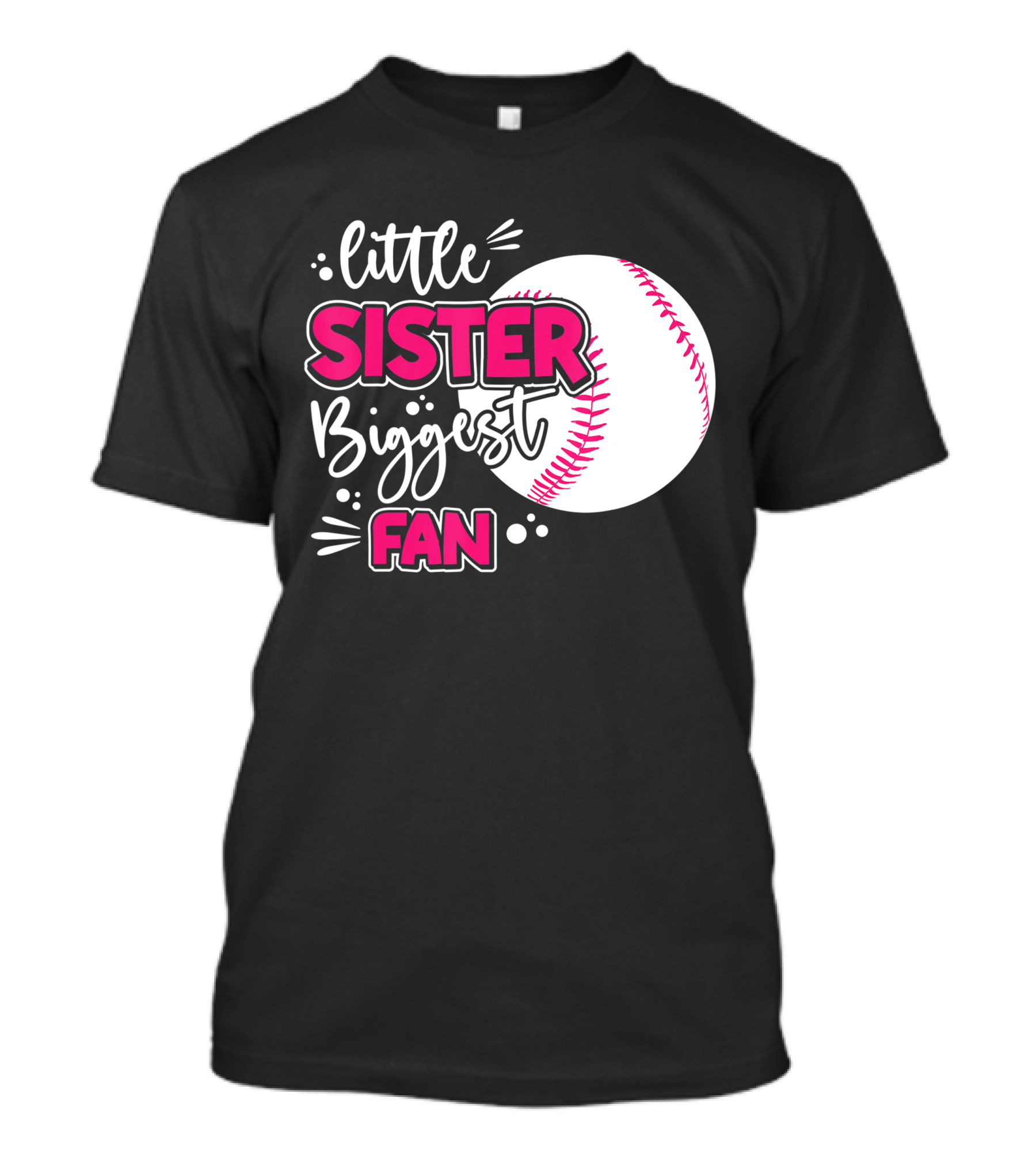 Little Sister Biggest Fan Baseball Season For Girl Siblings T-Shirt