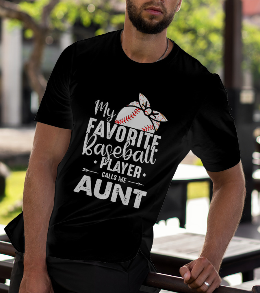 My Favorite Baseball Player Calls Me Aunt Batter Bow Tie T-Shirt