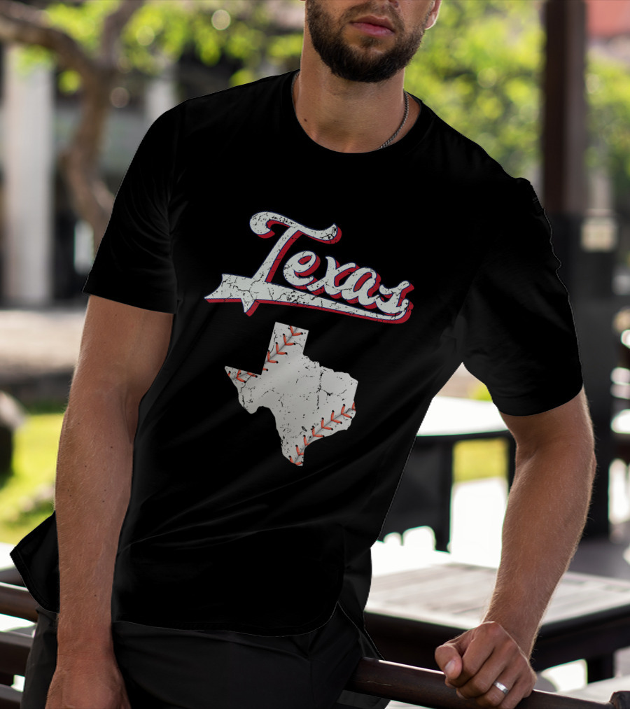 Texas Baseball Game Day Vintage Ranger Map T-Shirt