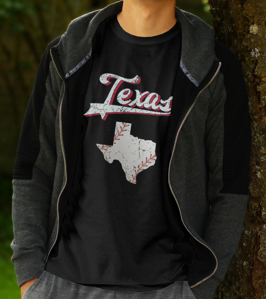 Texas Baseball Game Day Vintage Ranger Map T-Shirt
