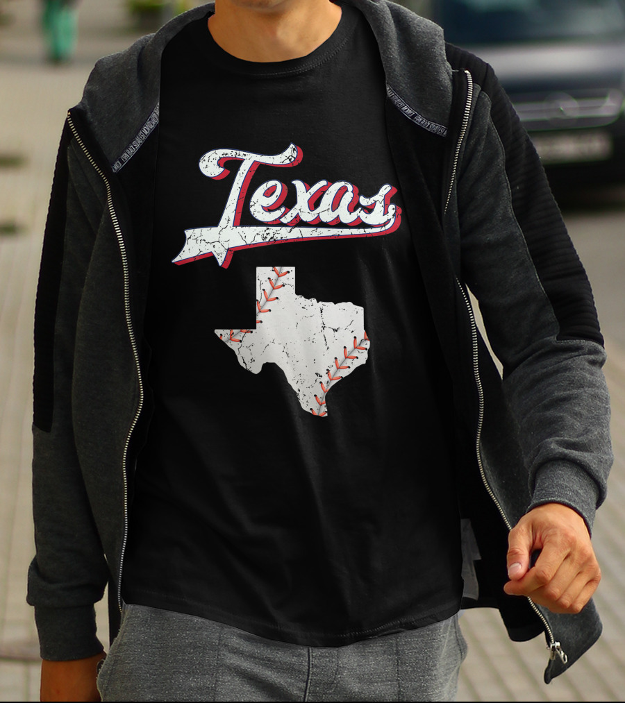 Texas Baseball Game Day Vintage Ranger Map T-Shirt