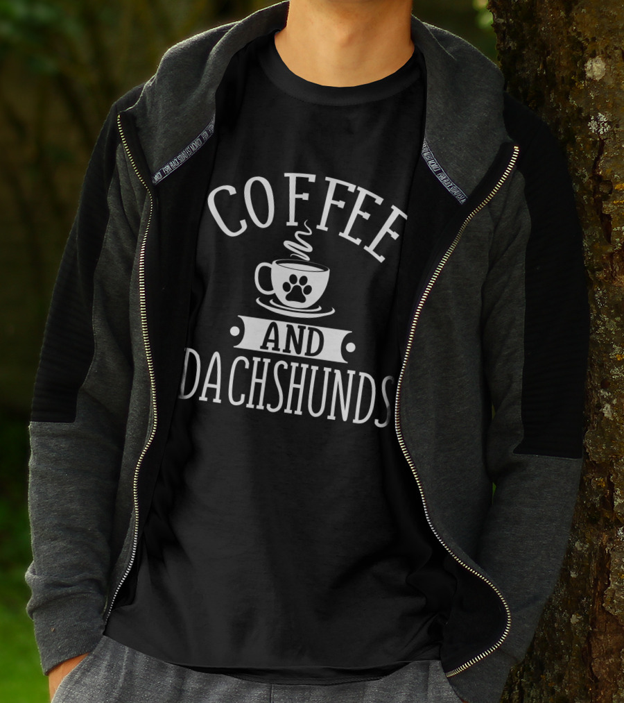 Coffee And Dachshunds Lover Paw Print Cup T-Shirt