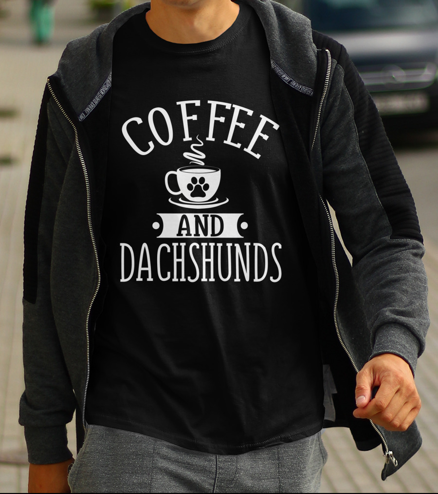 Coffee And Dachshunds Lover Paw Print Cup T-Shirt