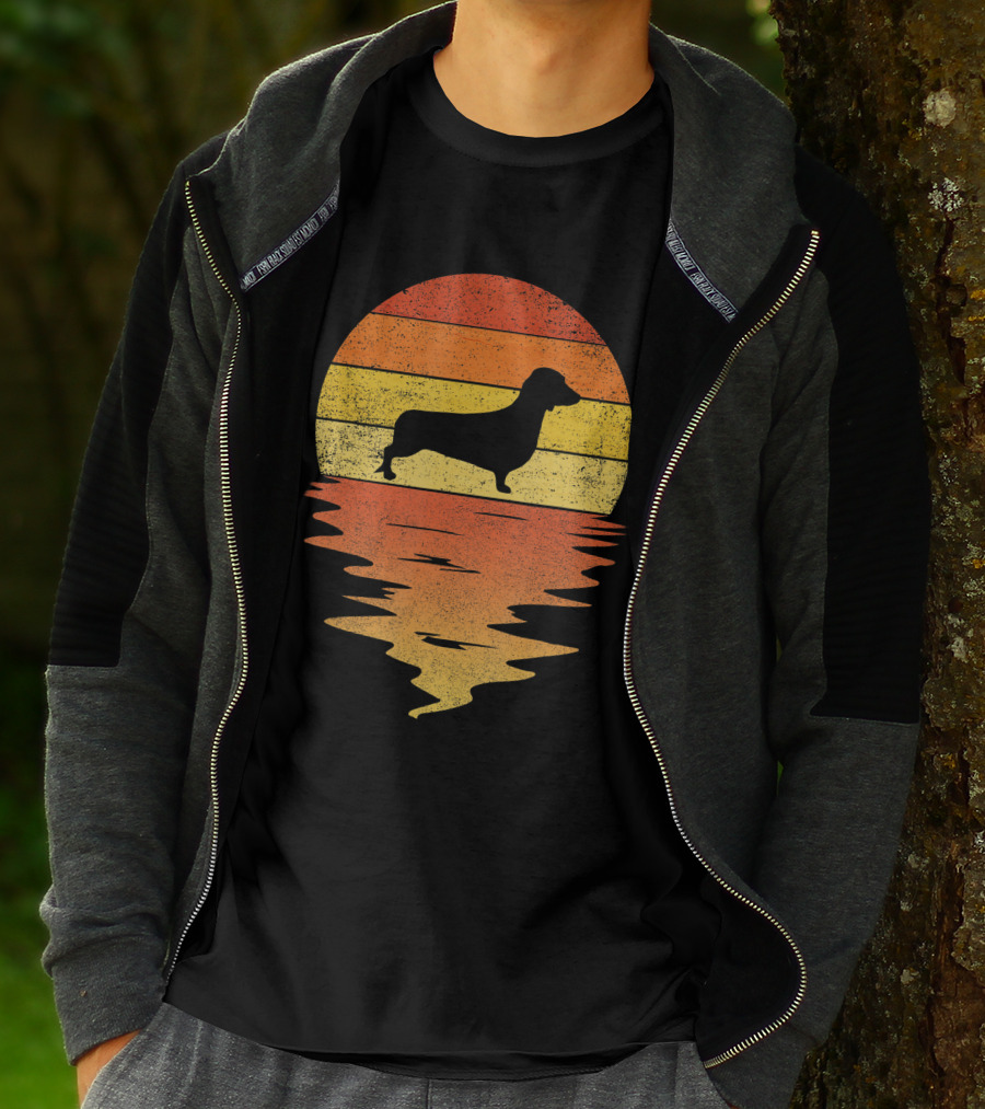 Dachshund Retro 70s Vintage Sunset T-Shirt