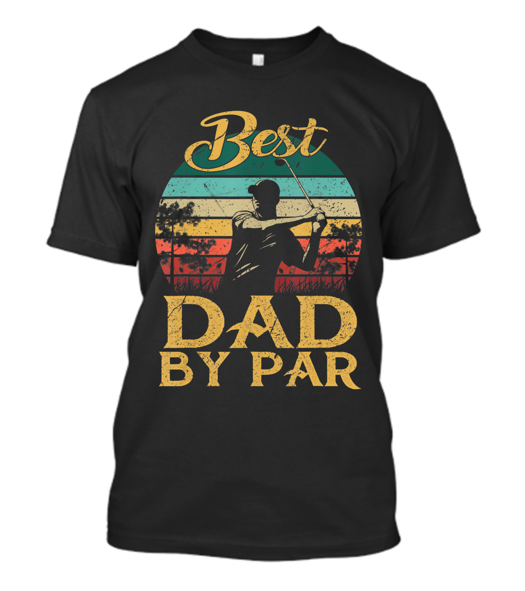 Best Dad By Par Vintage Golf Lover Golfer Retro T-Shirt