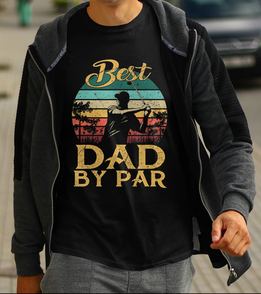 Best Dad By Par Vintage Golf Lover Golfer Retro T-Shirt
