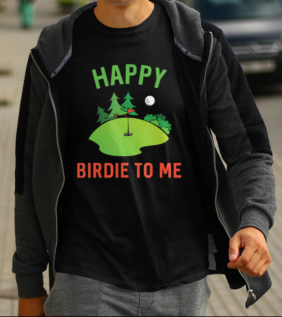 Funny Golf Happy Birdie To Me Golfer Dad Uncle Birthday Golf Course Moon Trees T-Shirt