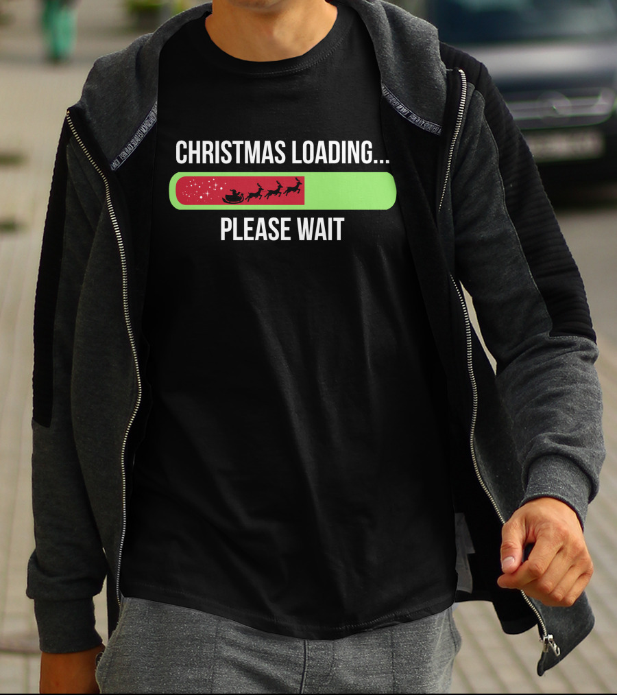 Christmas Loading Please Wait Santa Sleigh T-Shirt