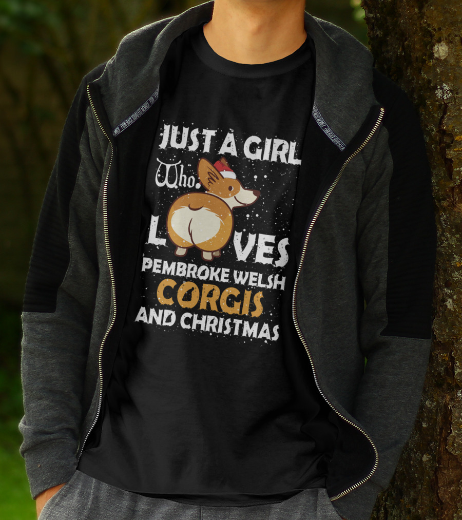 Just A Girl Who Loves Pembroke Welsh Corgis And Christmas T-Shirt