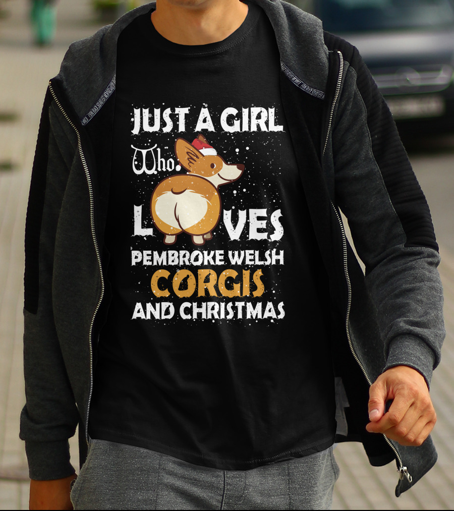 Just A Girl Who Loves Pembroke Welsh Corgis And Christmas T-Shirt