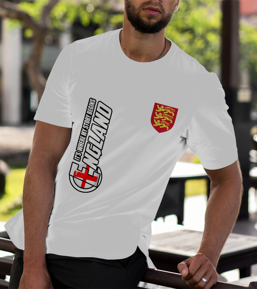 England It's Where My Story Begins Three Lions Crest T-Shirt