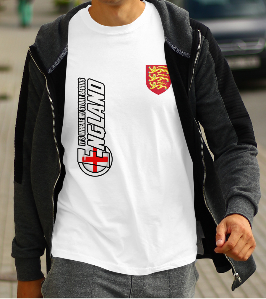 England It's Where My Story Begins Three Lions Crest T-Shirt