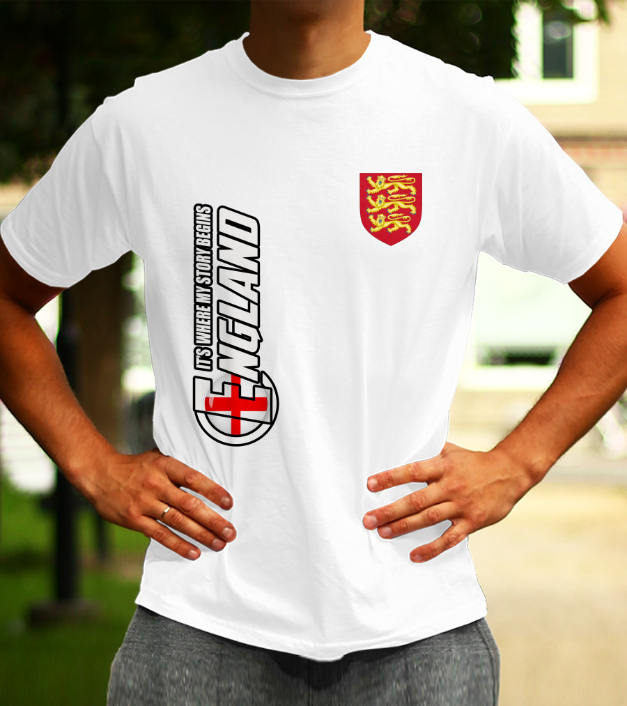 England It's Where My Story Begins Three Lions Crest T-Shirt