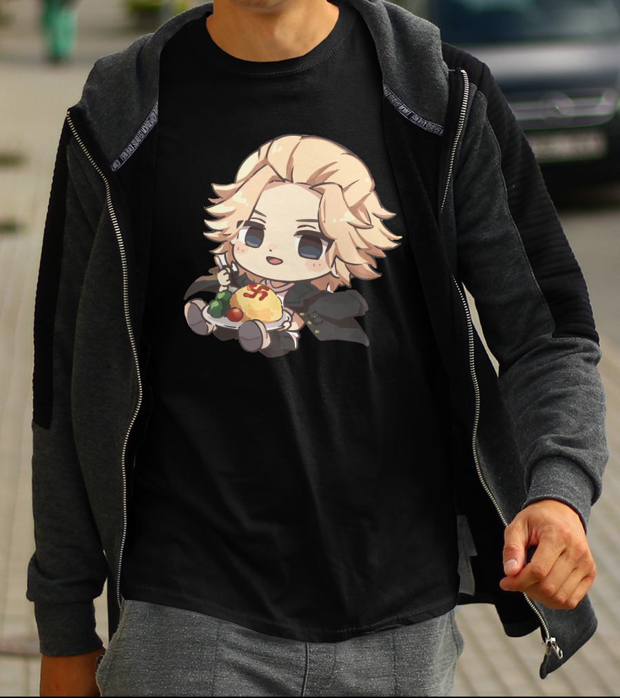 Mikey Holding Omurice Dish Tokyo Revengers Chibi Character T-Shirt