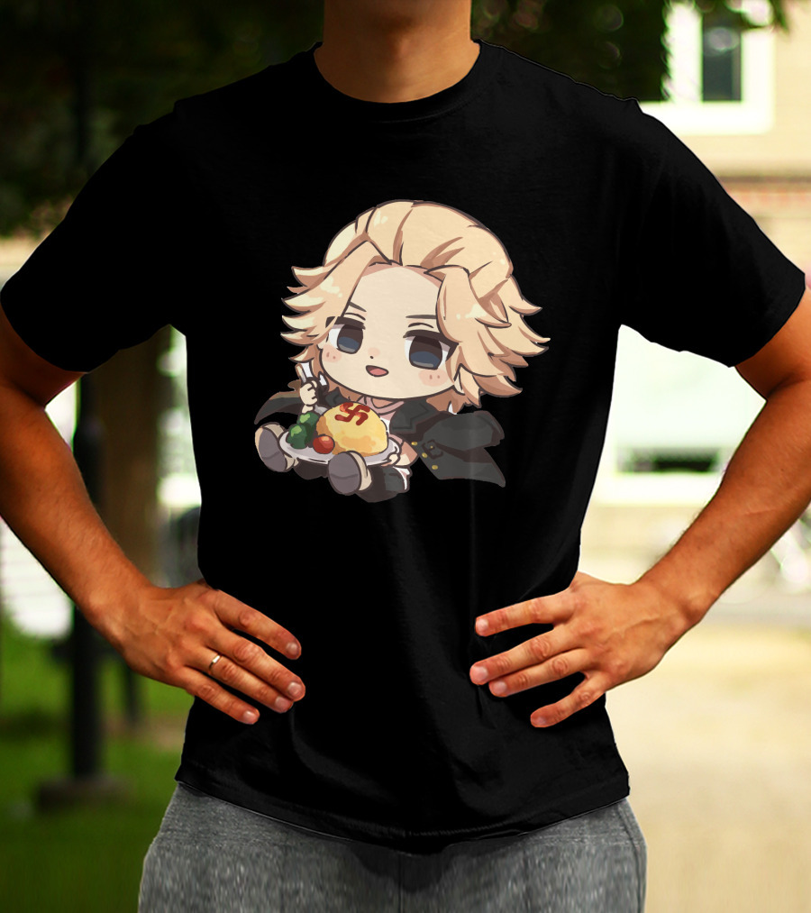 Mikey Holding Omurice Dish Tokyo Revengers Chibi Character T-Shirt