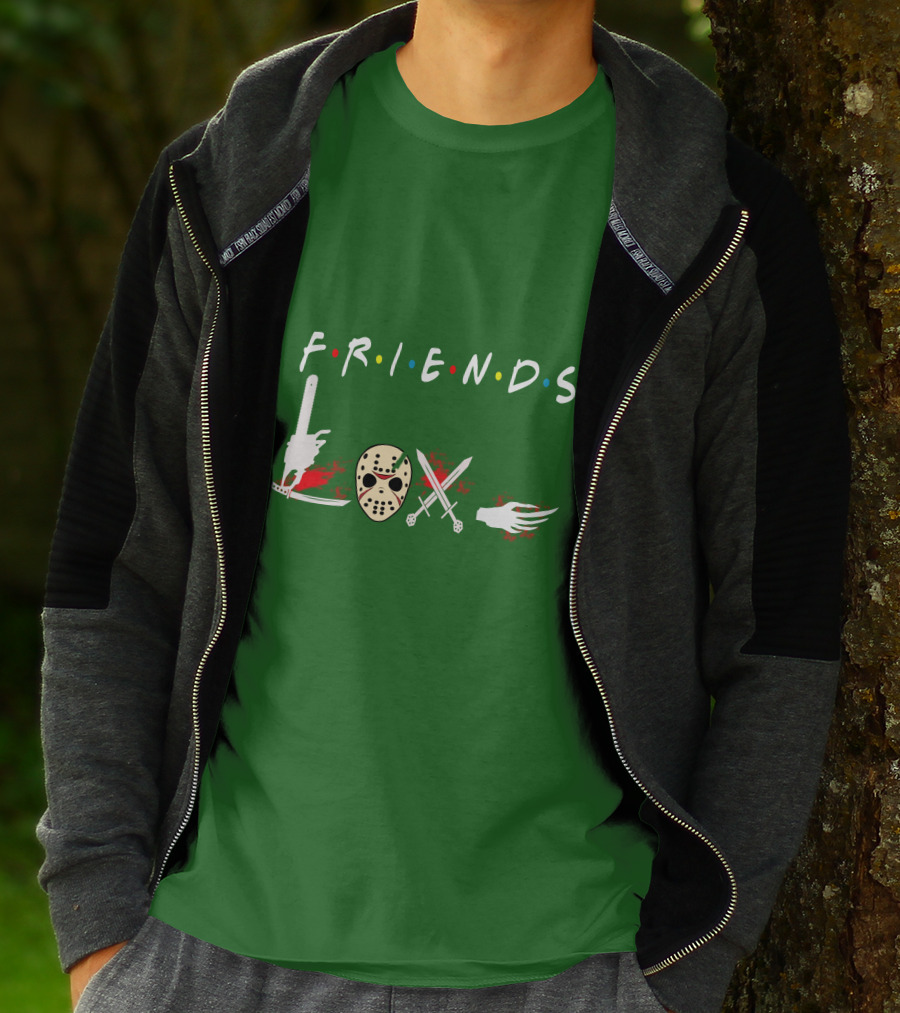Friends Halloween Horror Icons Freddy Jason Masquerade T-Shirt