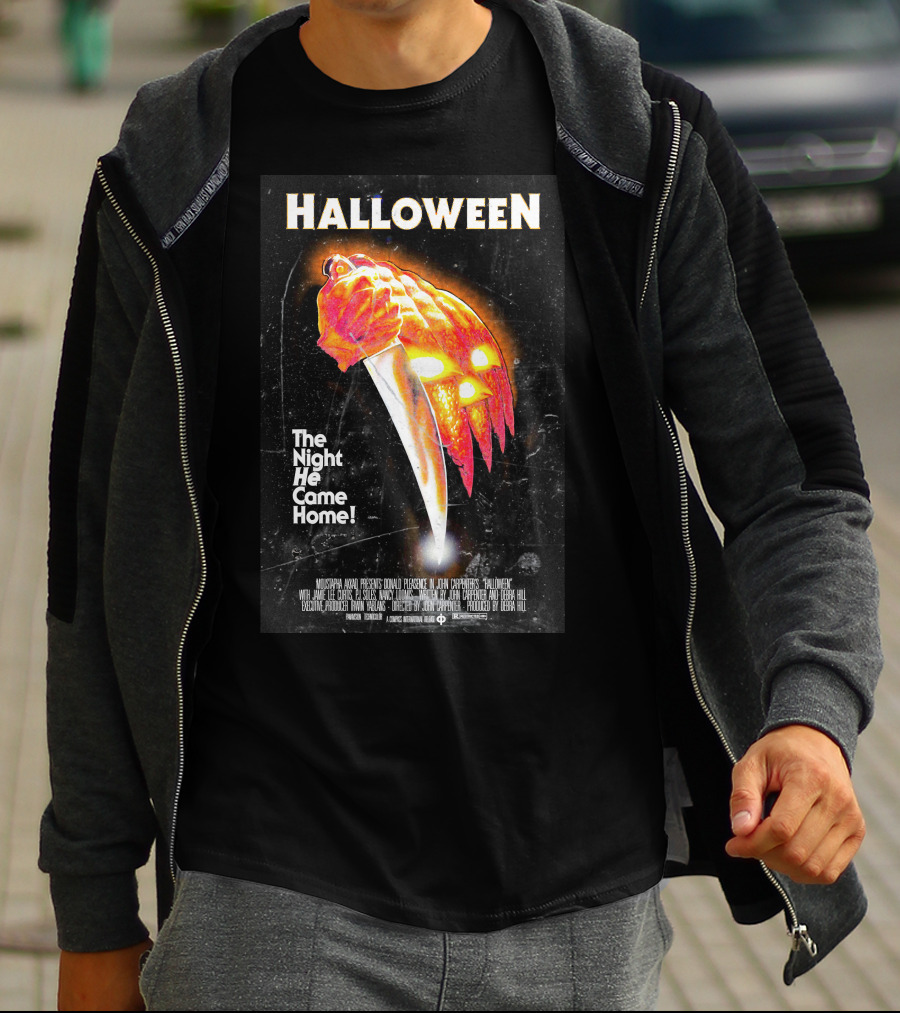 Halloween The Night He Came Home Knife Pumpkin Mask T-Shirt