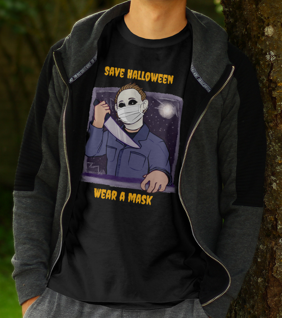 Michael Myers Save Halloween Wear A Mask Horror Knife Scene T-Shirt