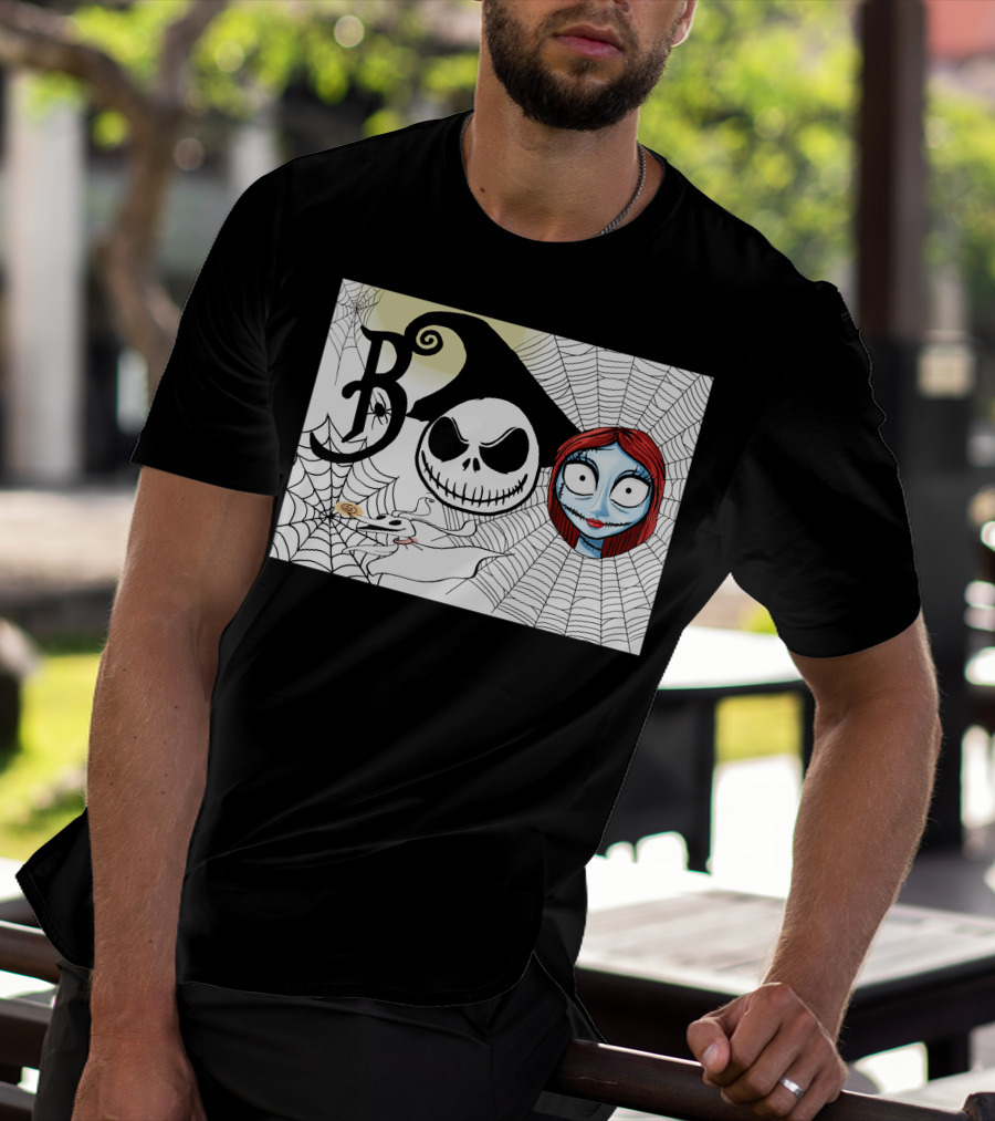 Jack And Sally Boo Halloween Nightmare Web T-Shirt