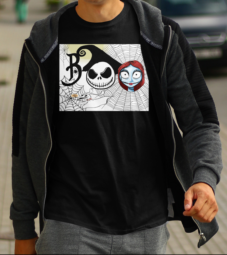 Jack And Sally Boo Halloween Nightmare Web T-Shirt