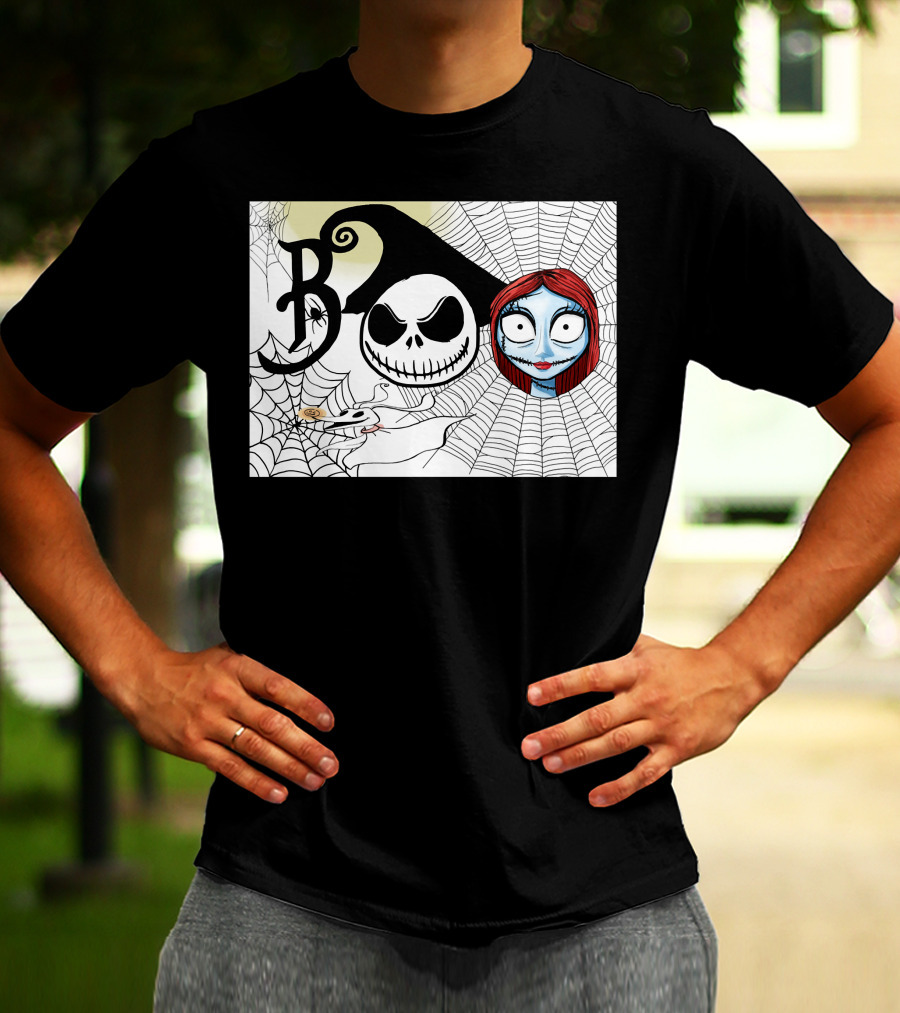 Jack And Sally Boo Halloween Nightmare Web T-Shirt