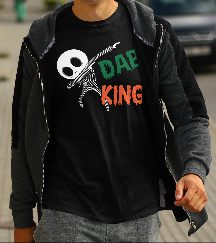 Dab King Skeleton Character In Striped Suit T-Shirt