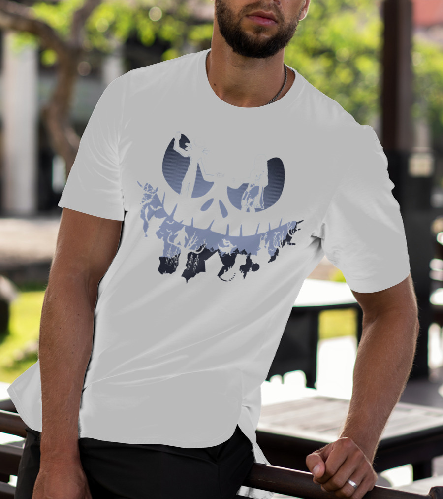 Jack Sally Oogie And Zero Nightmare Characters In Moonlit Scene T-Shirt