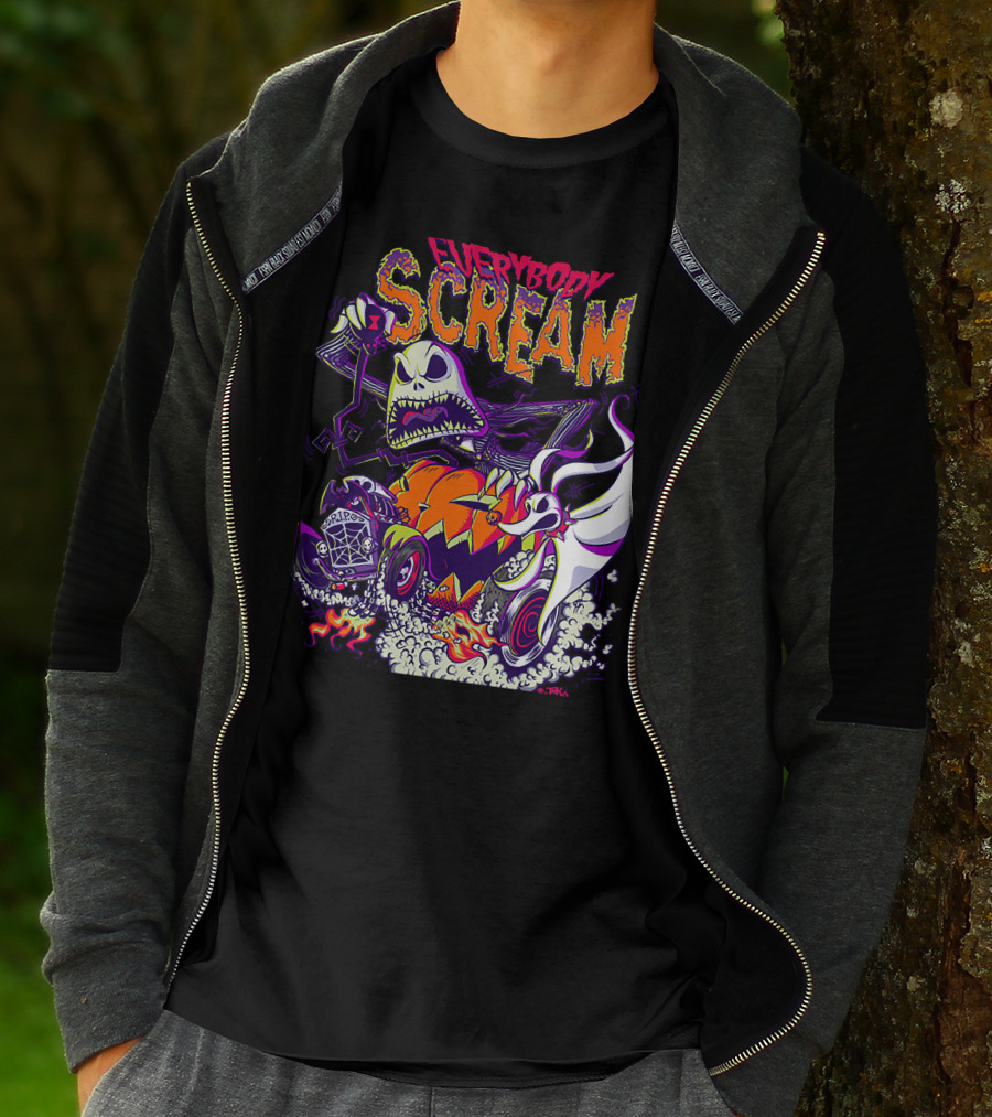 Jack Skellington Everybody Scream Halloween Rides Ghost Dog T-Shirt