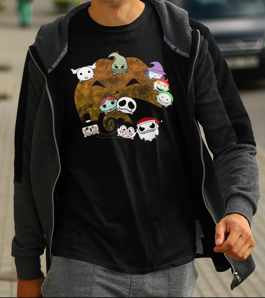 Pumpkin Oogie Boogie Jack Skellington Faces Halloween Characters T-Shirt