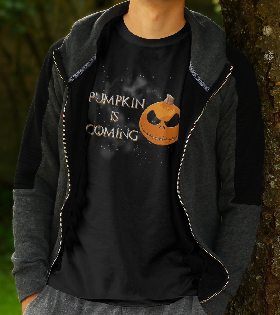 Pumkin Is Coming Halloween Jack-O'-Lantern Face T-Shirt