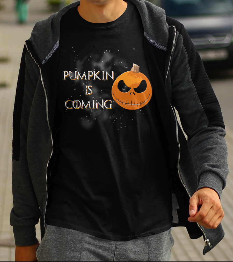 Pumkin Is Coming Halloween Jack-O'-Lantern Face T-Shirt