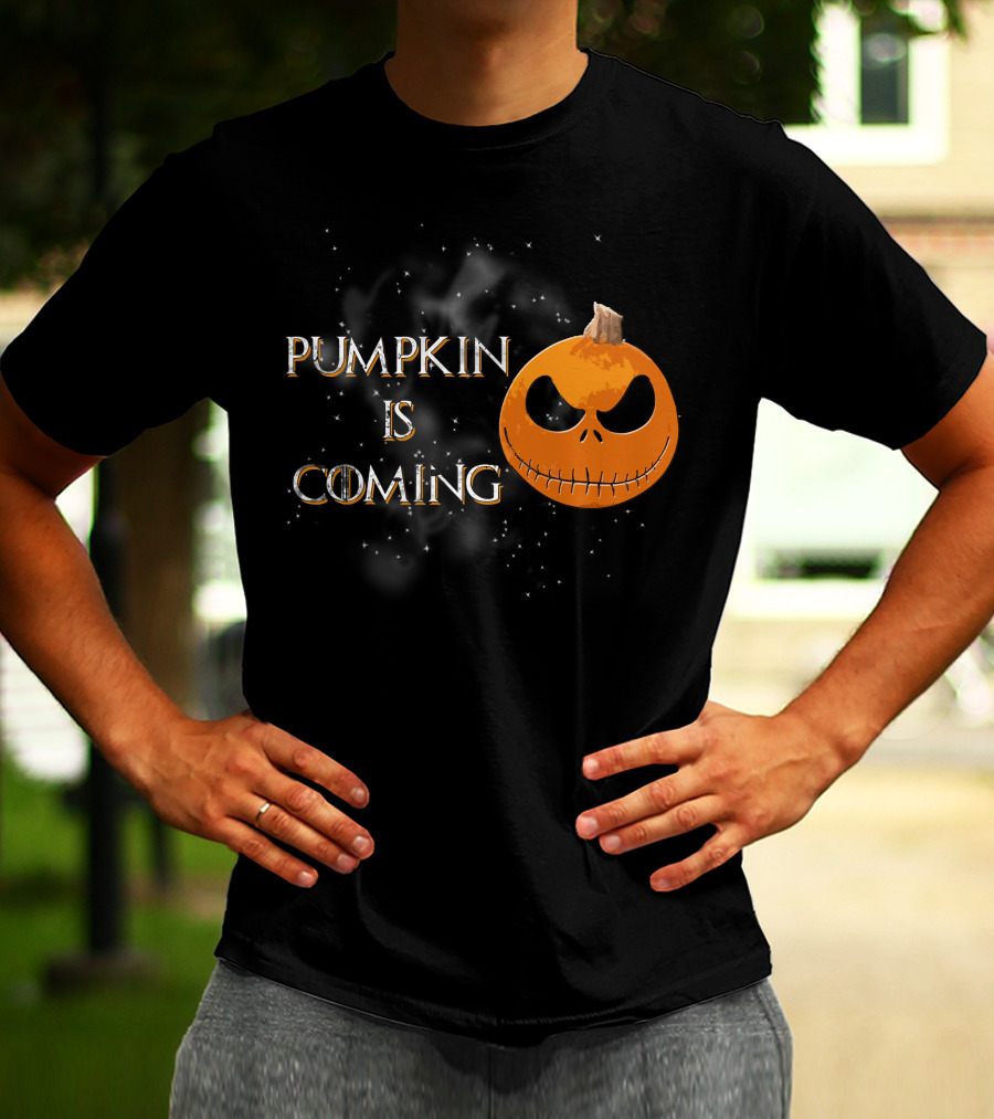 Pumkin Is Coming Halloween Jack-O'-Lantern Face T-Shirt