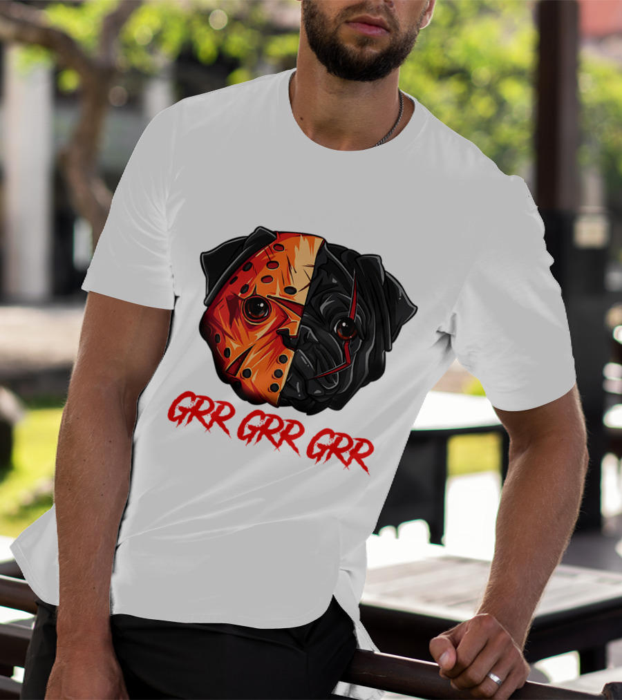 Grr Grr Grr Jason Dog Mask Pug Face T-Shirt