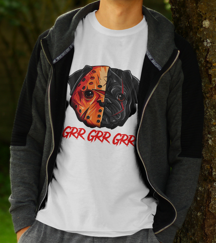 Grr Grr Grr Jason Dog Mask Pug Face T-Shirt