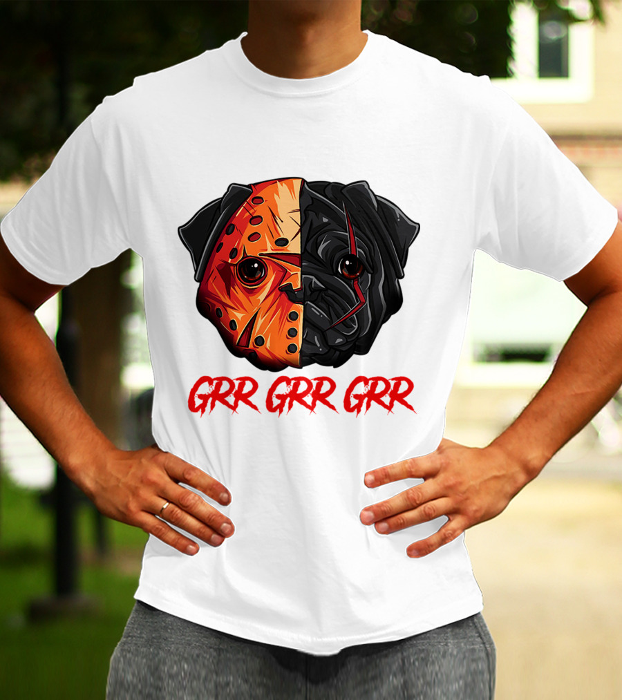 Grr Grr Grr Jason Dog Mask Pug Face T-Shirt