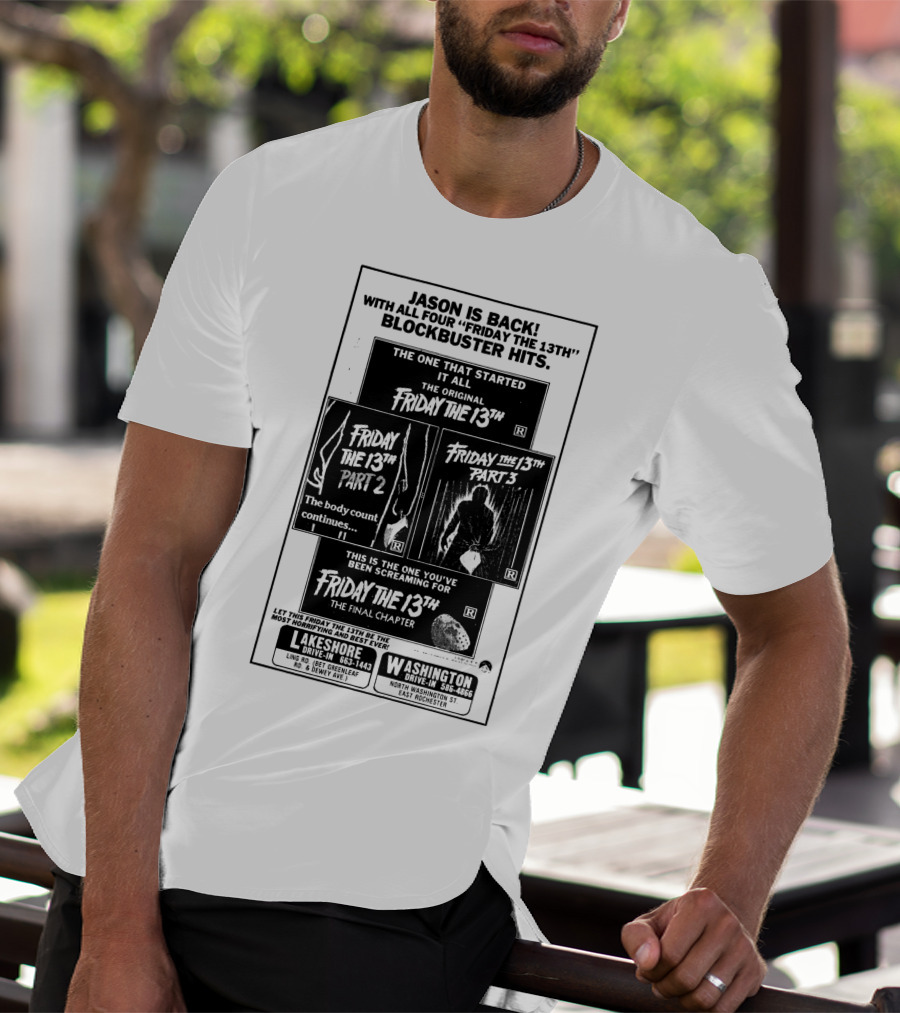 Jason Is Back With All Four Friday The 13th Blockbuster Hits T-Shirt