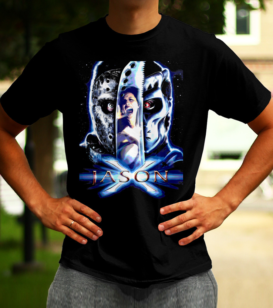 Jason X Horror Iconic Mask And Knife T-Shirt