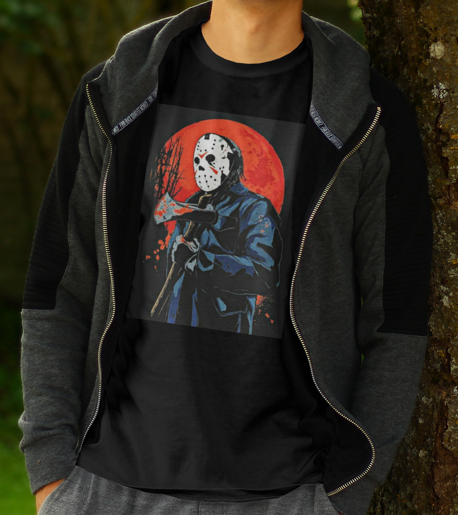 Jason Voorhees Blood Moon Axe Mask Horror T-Shirt