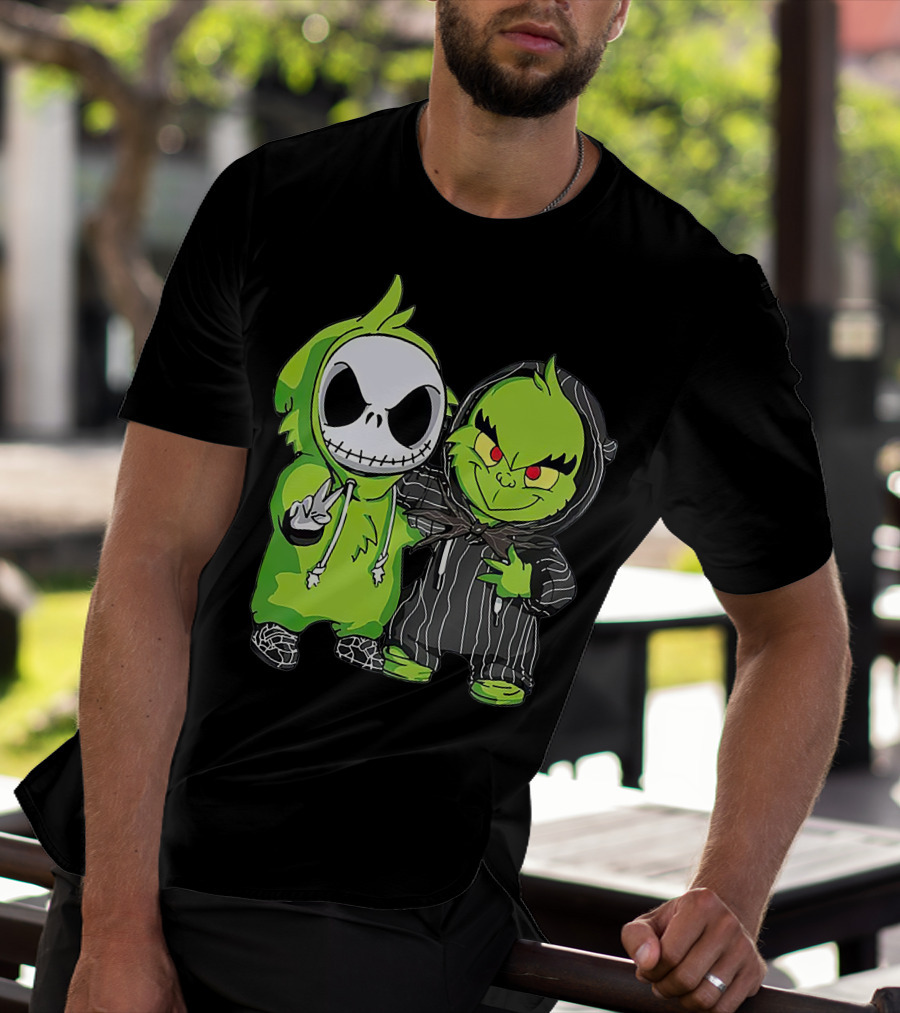 Jack Skellington And Grinch Crossover Hoodie Characters T-Shirt